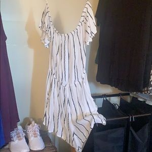 White & Navy striped romper